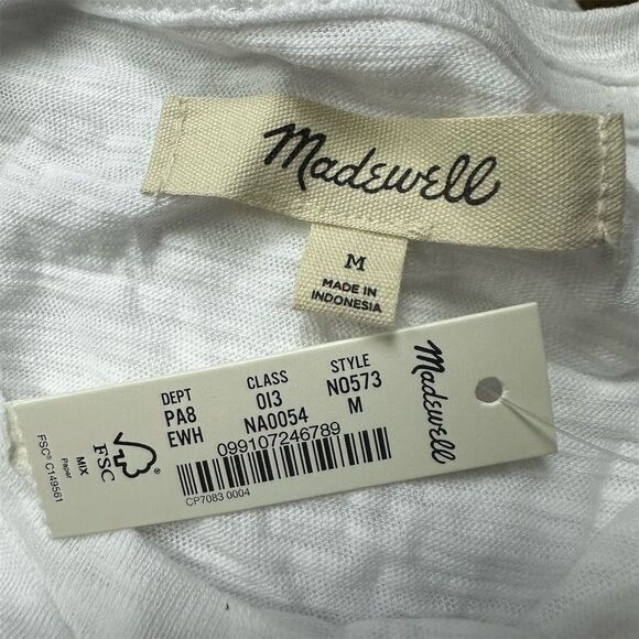 NWT Madewell Women's Slub Crewneck Muscle Tee White Size M Casual Basic‎ - Picture 8 of 9